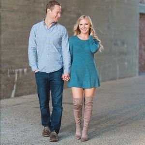 Teal long sleeve mini dress